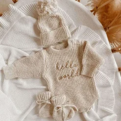 Chunky Knit Embroidered Romper