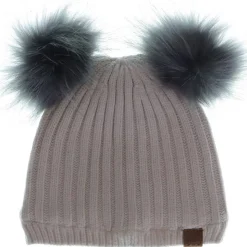 Double Faux Fur Pom Knit Hat