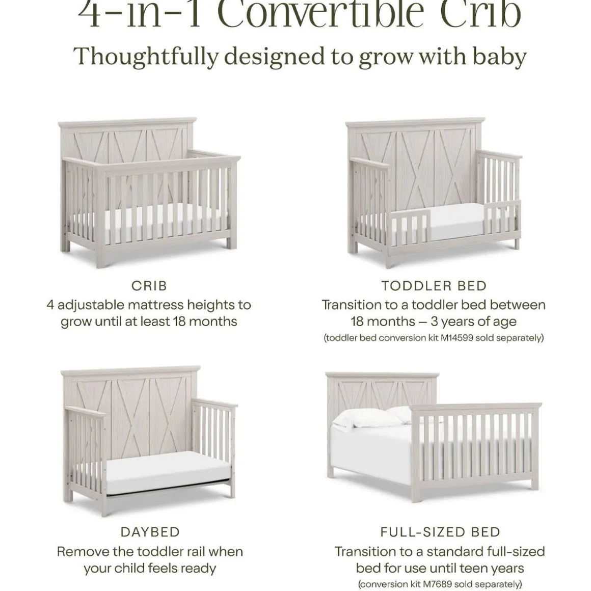 Emory Farmhouse 4-in-1 Crib