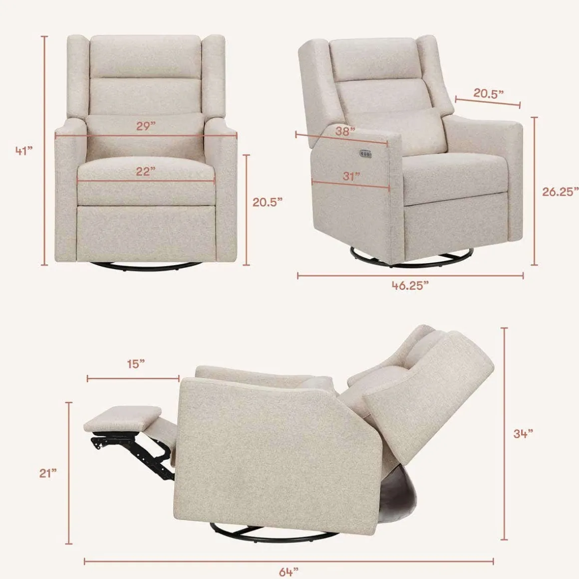 Kiwi Plus Power Glider Recliner with Power Headrest (Eco-Performance)