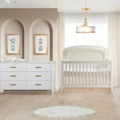 Palo 5-in-1 Crib with Beige Boucle Upholstered Panell