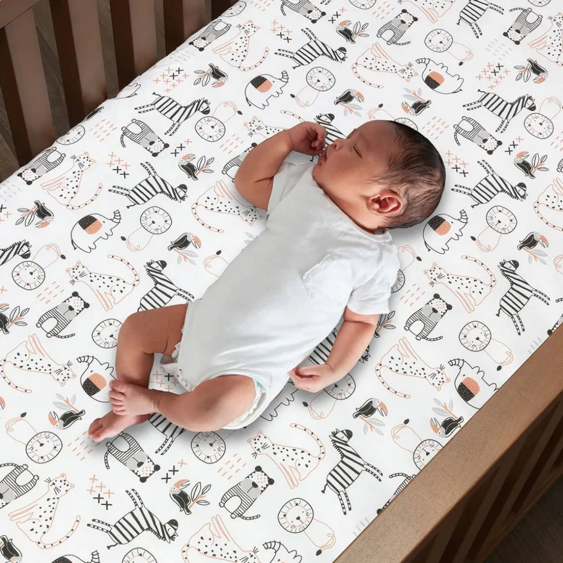 Patchwork Jungle Crib Sheet