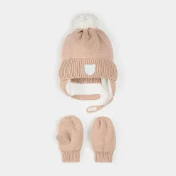 Pom Pom Hat & Mitten Set