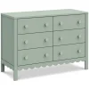 Sammy Scallop 6 Drawer Dresser - Light Sage