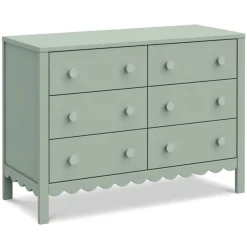 Sammy Scallop 6 Drawer Dresser - Light Sage