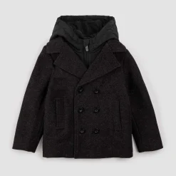 Wool Coat with Removable Hood