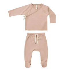 Wrap Top + Footed Pant Set